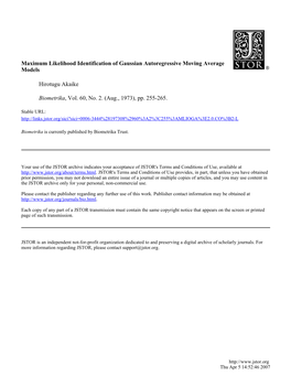 Maximum Likelihood Identification of Gaussian Autoregressive Moving Average Models