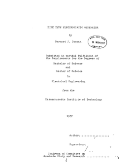 DISK TYPE ELECTROSTATIC GENERATOR by Cosman