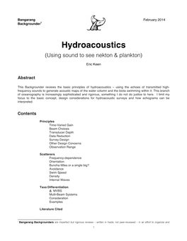 Hydroacoustics (Using Sound to See Nekton & Plankton)