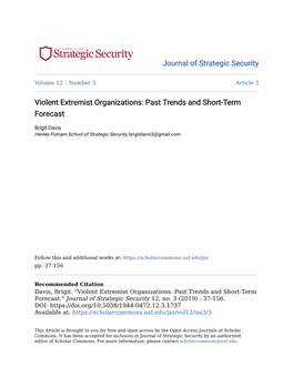 Violent Extremist Organizations: Past Trends and Short-Term Forecast