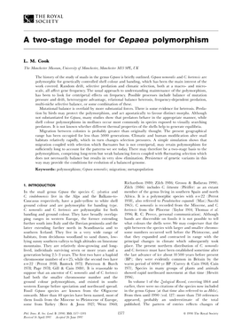 A Two-Stage Model for Cepaea Polymorphism