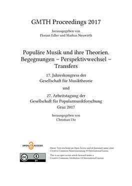 Doppelt Hören. Eine Populäre Chanson Im Spiegel Ihrer Bearbeitungen«, In: Populäre Musik Und Ihre Theorien