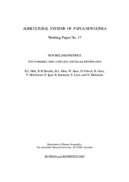 Agricultural Systems of Papua New Guinea