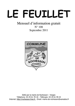 LE FEUILLET Mensuel D’Information Gratuit N° 108 Septembre 2011