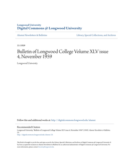 Bulletin of Longwood College Volume XLV Issue 4, November 1959 Longwood University