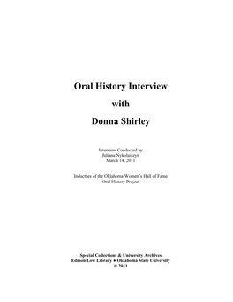 Oral History Interview with Donna Shirley