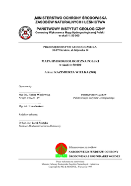 Ministerstwo Ochrony Środowiska Zasobów Naturalnych I Leśnictwa Państwowy Instytut Geologiczny