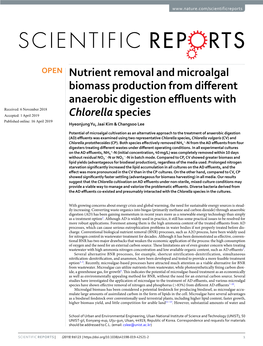 Nutrient Removal and Microalgal Biomass Production from Different