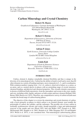 Carbon Mineralogy and Crystal Chemistry Robert M