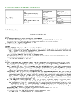 EDITED PEDIGREE for 2011 out of REMARKABLE STORY (GB)