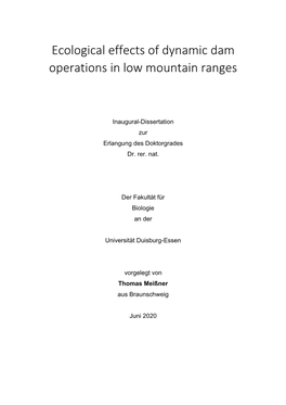 Ecological Effects of Dynamic Dam Operations in Low Mountain Ranges