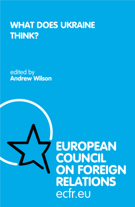 EUROPEAN COUNCIL on FOREIGN RELATIONS Ecfr.Eu ABOUT ECFR