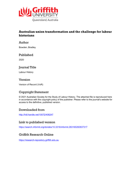 Australian Union Transformation and the Challenge for Labour Historians