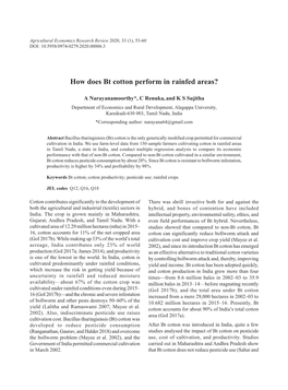 How Does Bt Cotton Perform in Rainfed Areas?