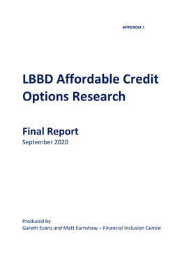 LBBD Affordable Credit Options Research