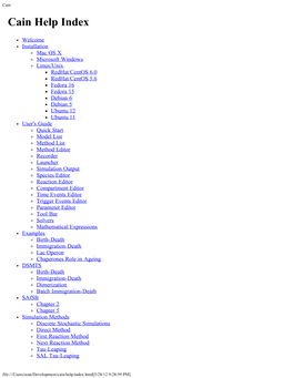 Cain Help Index