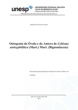 Ontogenia Do Óvulo E Da Antera De Cybistax Antisyphilitica (Mart.) Mart