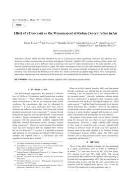 Effect of a Desiccant on the Measurement of Radon Concentration in Air