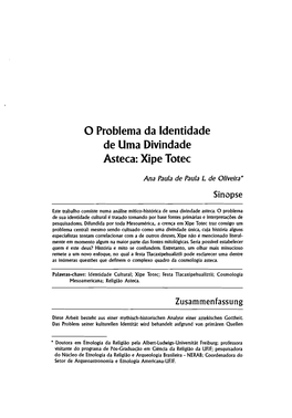 O Problema Da Identidade De Uma Divindade Asteca: Xipe Totec