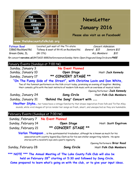 Newsletter January 2016