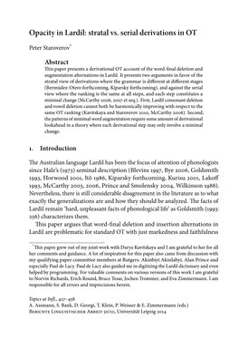 Opacity in Lardil: Stratal Vs. Serial Derivations in OT