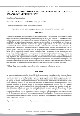 El Transporte Aéreo Y Su Influencia En El Turismo Amazónico - Ecuatoriano