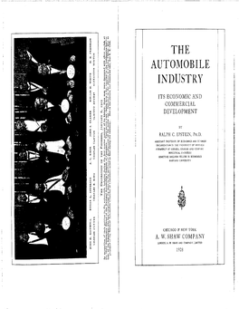 Ralph C. Epstein, the Automobile Industry