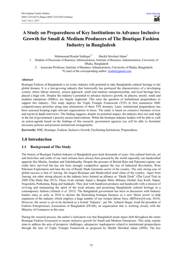 A Study on Preparedness of Key Institutions to Advance Inclusive Growth for Small & Medium Producers of the Boutique Fashion Industry in Bangladesh