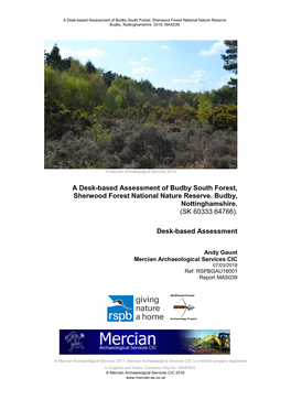 A Desk-Based Assessment of Budby South Forest, Sherwood Forest National Nature Reserve