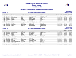 2012 Newport-Bermuda Race® Official Results Scored Under IRC