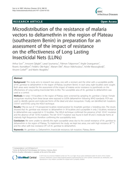 Microdistribution of the Resistance of Malaria Vectors to Deltamethrin In