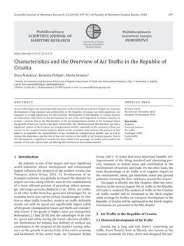 Characteristics and the Overview of Air Traffic in the Republic of Croatia