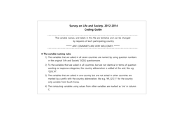 Survey on Life and Society, 2012-2014 Coding Guide