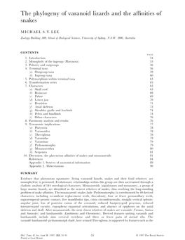 The Phylogeny of Varanoid Lizards and the Affinities of Snakes