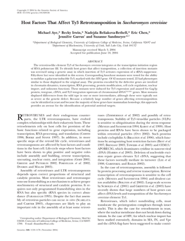 Host Factors That Affect Ty3 Retrotransposition in Saccharomyces Cerevisiae