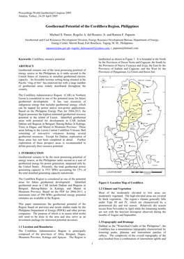 Geothermal Potential of the Cordillera Region, Philippines