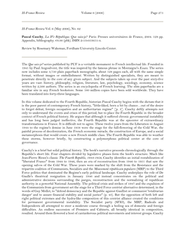 Page 271 H-France Review Vol. 6 (May 2006), No. 62 Pascal Cauchy