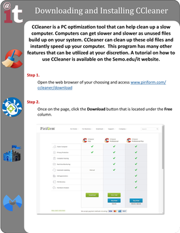 Downloading and Installing Ccleaner