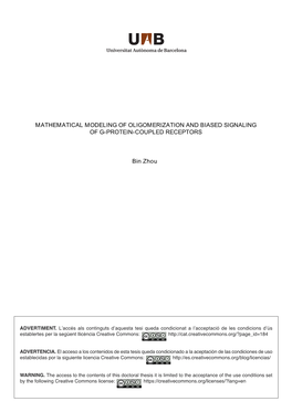 Mathematical Modeling of Oligomerization and Biased Signaling of G-Protein-Coupled Receptors