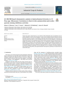 LC–MS/MS-Based Chemometric Analysis of Phytochemical Diversity in 13 T Ficus Spp