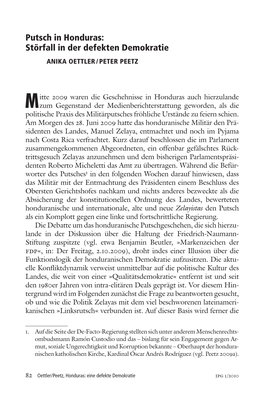 Putsch in Honduras: Störfall in Der Defekten Demokratie ANIKA OETTLER / PETER PEETZ