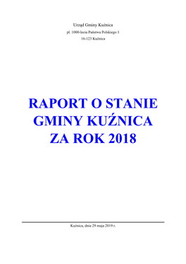 Raport O Stanie Gminy Kuźnica Za Rok 2018