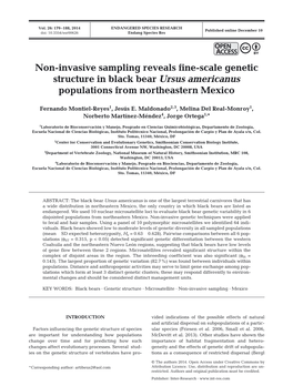 Non-Invasive Sampling Reveals Fine-Scale Genetic Structure in Black Bear Ursus Americanus Populations from Northeastern Mexico