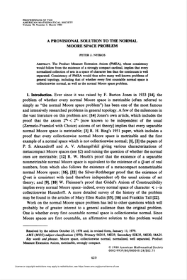 A Provisional Solution to the Normal Moore Space Problem