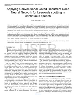 Applying Convolutional Gated Recurrent Deep Neural Network for Keywords Spotting in Continuous Speech