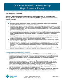 COVID-19 Scientific Advisory Group Rapid Evidence Report