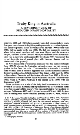 Truby King in Australia a REVISIONIST VIEW of REDUCED INFANT MORTALITY