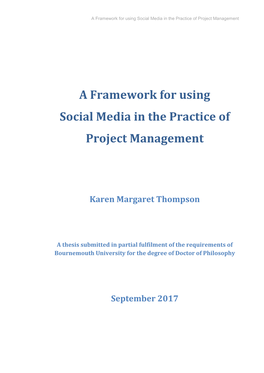 A Framework for Using Social Media in the Practice of Project Management