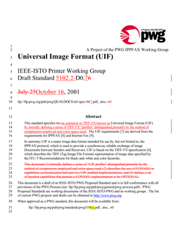 Universal Image Format (UIF)