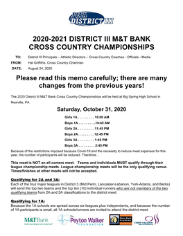 2020-2021 District Iii M&T Bank Cross Country